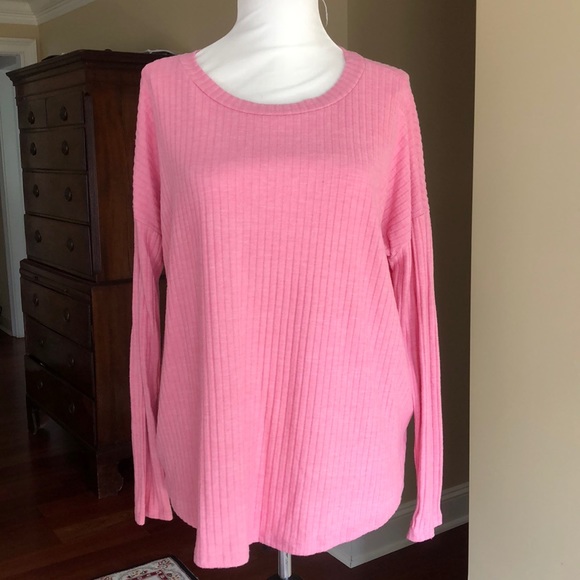 Pink long sleeve ribbed top - Picture 3 of 6
